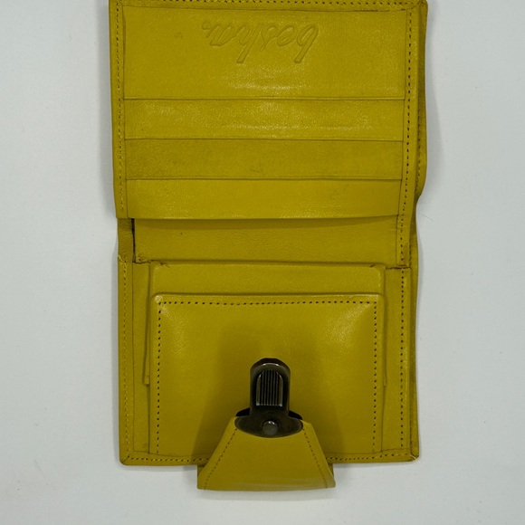 Basha Mustard Yellow Leather Wallet with Silver Lock - Picture 3 of 6